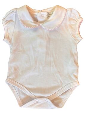 Kissy Kissy Girls 0-3 Months White/Pink Basics Short Sleeve Collar Bodysuit